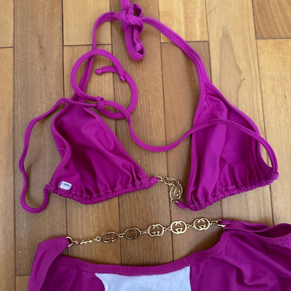 Vintage Gucci 1970’s Monogram Chain Two Piece Bikini Set Size M - Picture 5 of 9